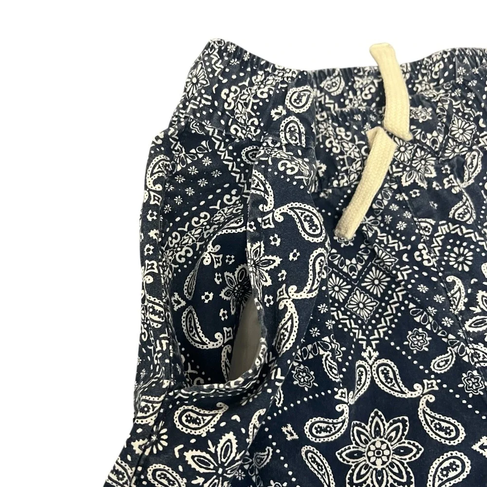 The Childrens‎ Place Boys Size 12 Navy White Paisley Print Drawstring Shorts